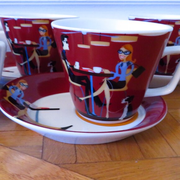 2000 MCM Toscana Adamo Import LTD tea/cappuccino cup and saucer set of 7 - Picture 2 of 7